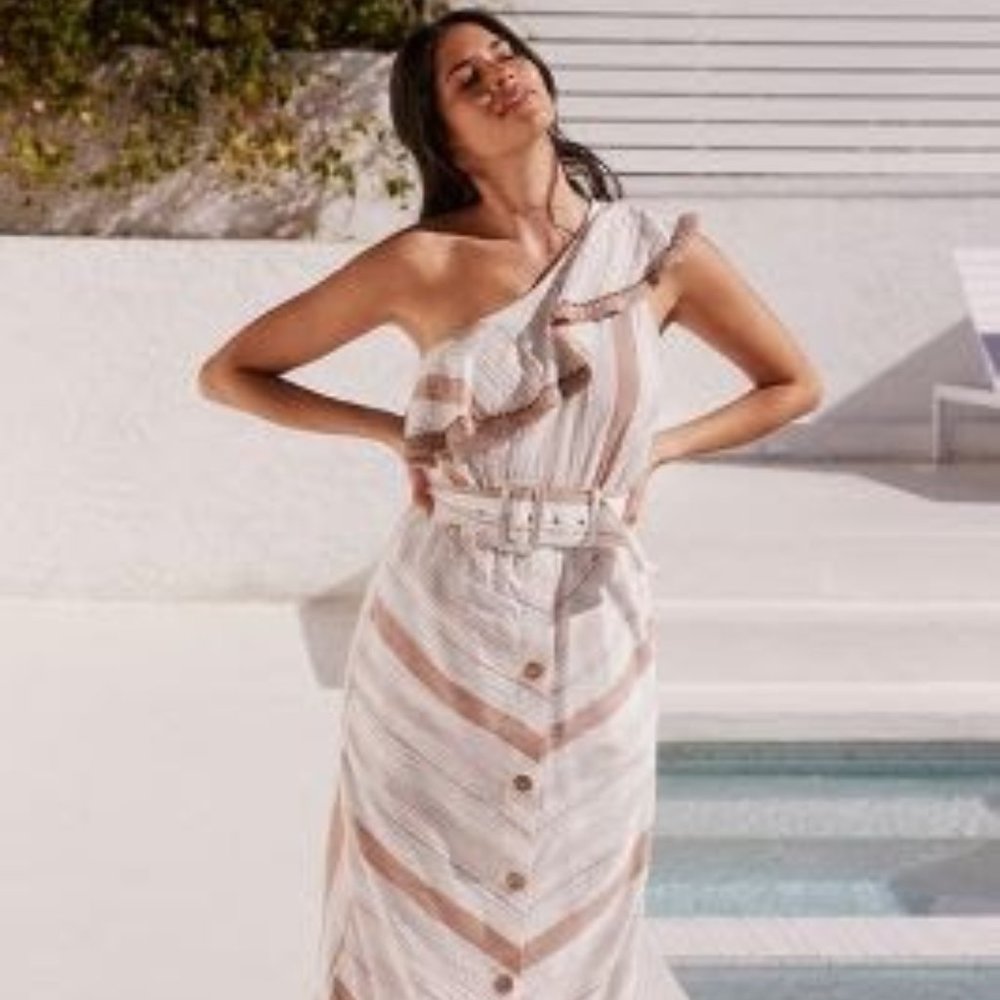 NWT Anthropologie One Shoulder Grace Maxi Dress S